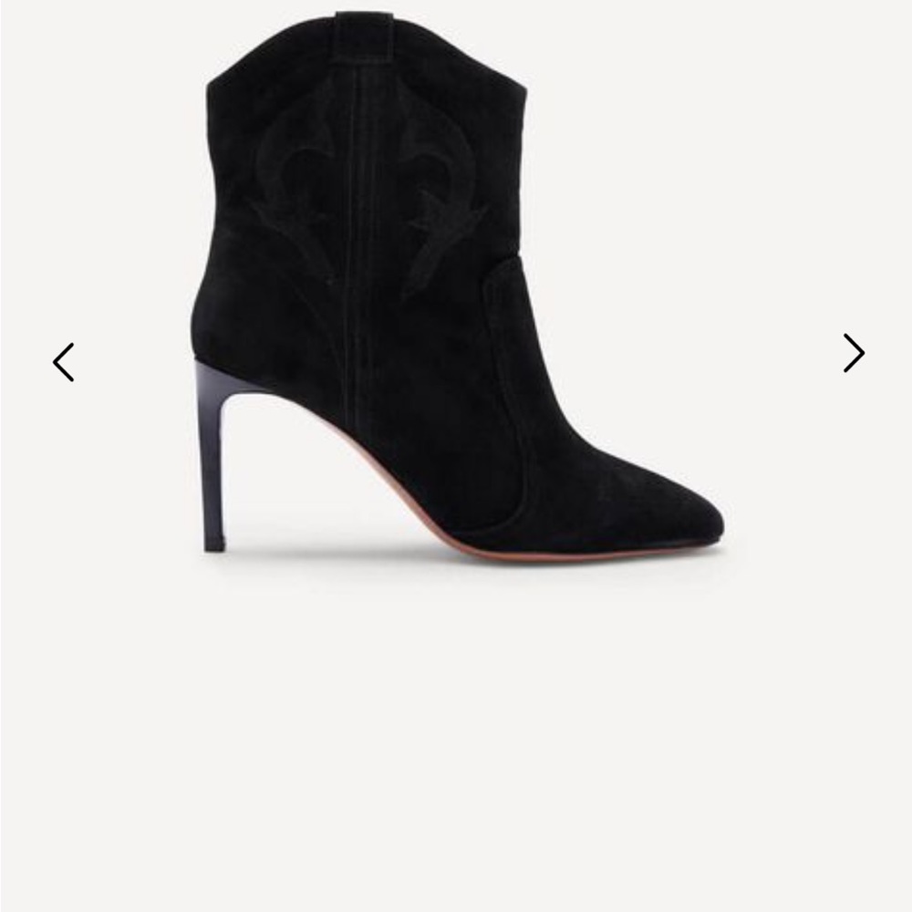 ba&sh Caitlin high heel ankle bootie in midnight blue suede size 38